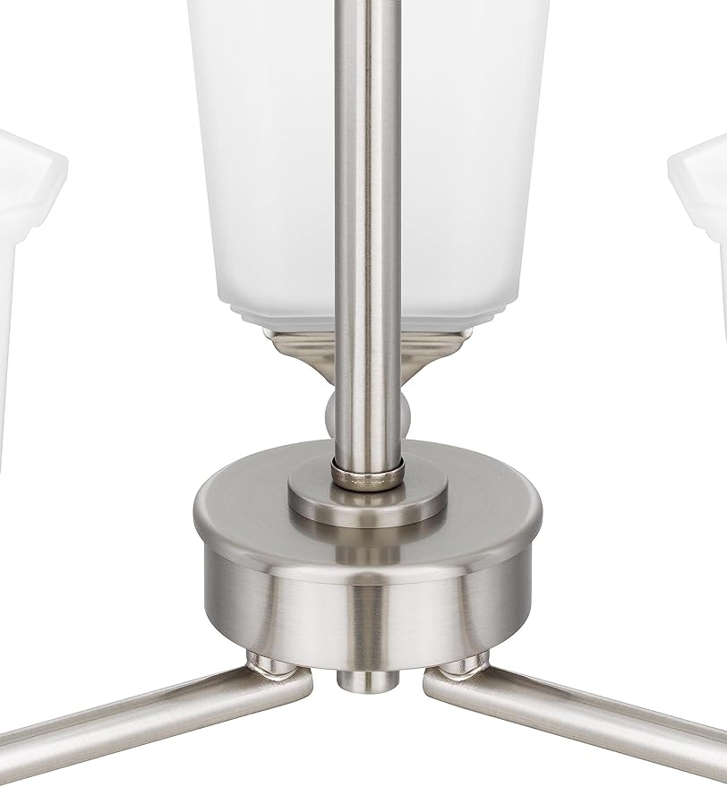Tawson Nox 3-Light Chandelier Pendant Ceiling Light Brushed Nickle White Glass Shade Adjustable Height for Hallway, Entryway, Passway, Dining, Bedroom, Kitchen, Balcony Living Room