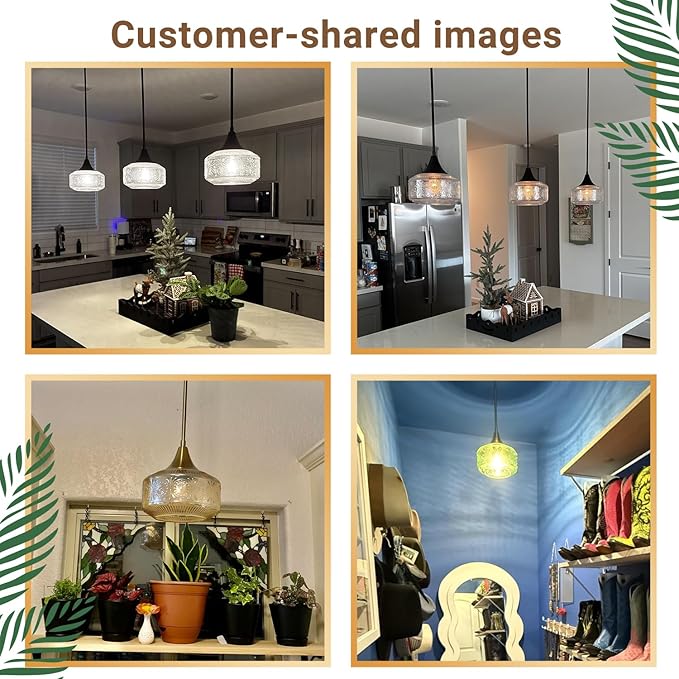 9'' Vintage Gold Pendant Light with Clear Glass, Adjustable Pendant Lighting for Kitchen Island Brushed Pendant Lights Convertible Ceiling Mount Or Hanging Fixture for Hallway Bathroom,Brown Bronze