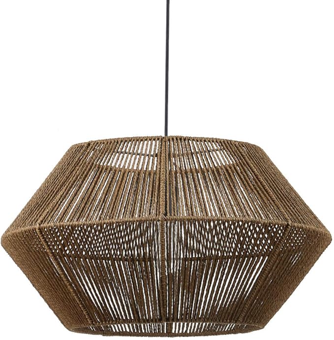GLOBE Electric 60530 Malay 1-Light Pendant Light, Natural Twine Shade, Black Hanging Cord, 220 Lumen