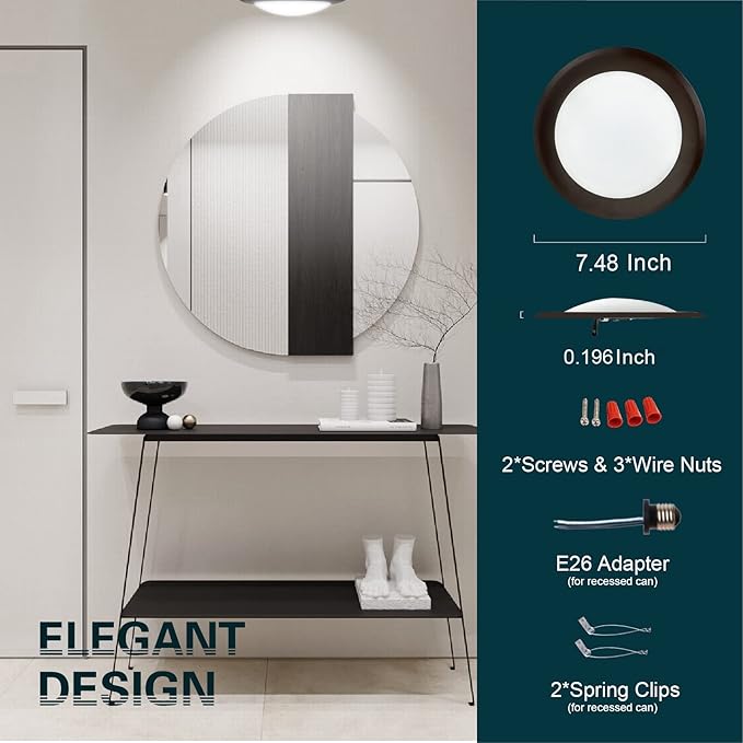 TOPELER 12Pack Bronze Surface Mount LED Ceiling Light, 6 Inch Dimmable LED Downlight, 15W 4000K Cool White, Dimmable Low Profile Recessed Disc Light for Home Improve, ETL Listed