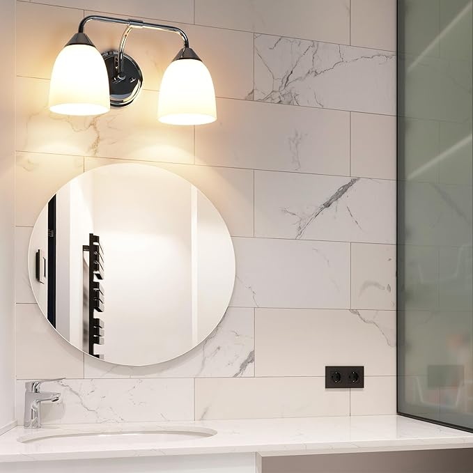 Chrome 2-Light Traditional Bathroom Vanity Light Fixtures Over Mirror, Modern Vanity Lights for Living Room, Standard E26 Base, Chrome