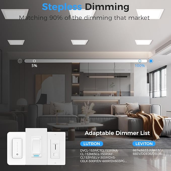 HONZIN 4 Pack 12 Inch Square Recessed Lighting, 5CCT Ultra-Thin LED Downlight, 2700K/3000K/3500K/4000K/5000K Selectable, Dimmable, 24W, IC Rated Canless Ceiling Lights with Junction Box, White Trim