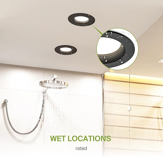 ASD 6 Pack Black Retrofit LED Recessed Lighting 6 Inch - 12W 2700K-5000K 1078LM Can Lights for Ceiling 6 Inch, Dimmable Black Recessed Lights, Baffle Trim Wet Rated Wafer Lights, ETL, Energy Star