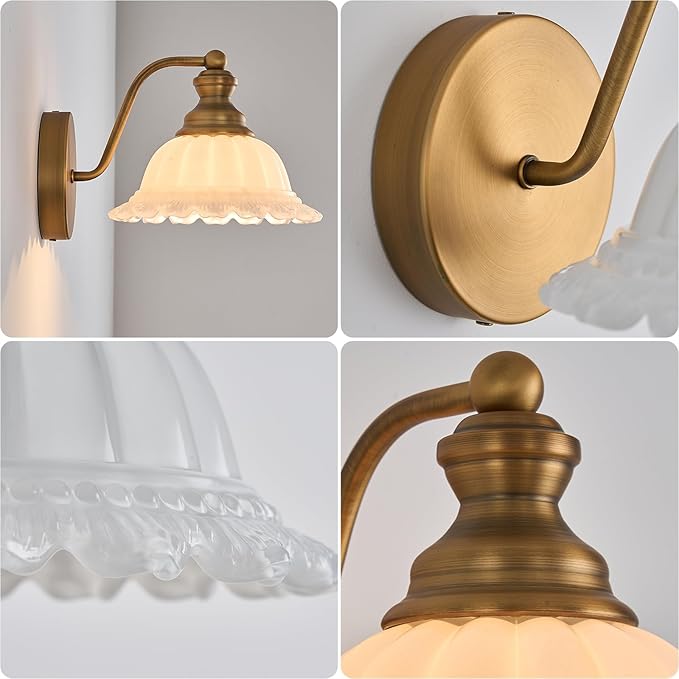 XIEDUN Vanity Light Brass Wall Sconces Vintage Bathroom Sconces