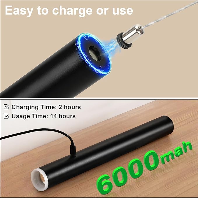 Lightess Battery Operated Pendant Light Set of 2, 6000mAh Rechargeable Hanging Light with Remote, 3 Color Dimmable, Wireless Chandelier for Kitchen Island Bedroom Hallway, Black