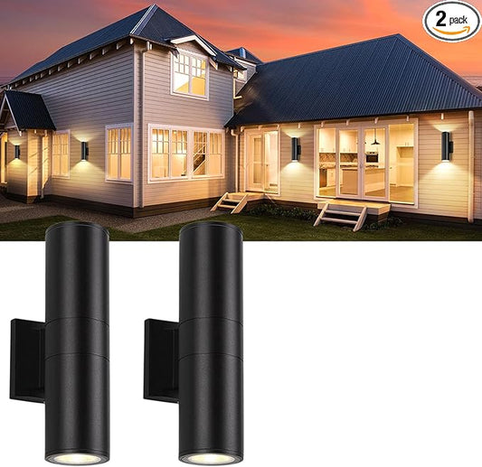 2Pack 14inch LED Square Up & Down Wall Lights,14W Outdoor Wall Light 4000K Day White Aluminum Body Waterproof IP65 LED Exterior Light Fixtures Wall Mount for House Patio Garage Garden.
