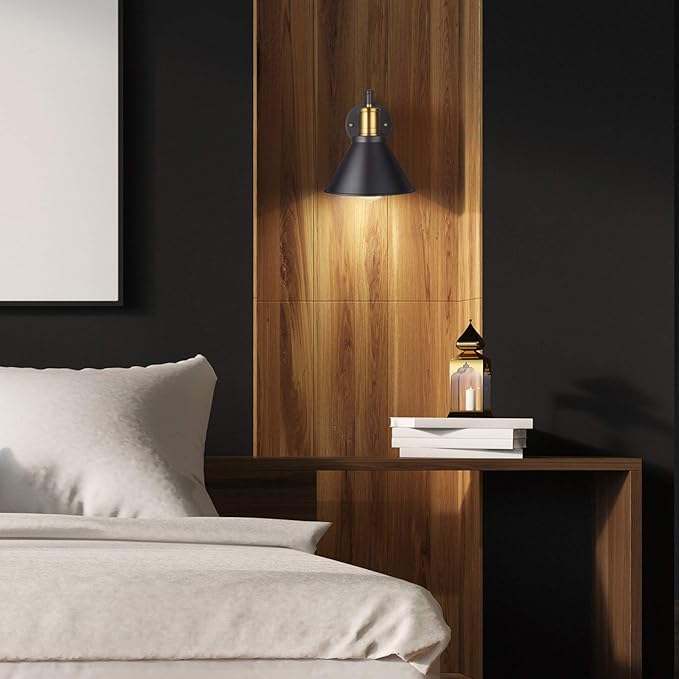 Wall Lamps, Swing Arm Wall Lamp Wall Sconce 2-Pack Plug in Cord with Switch,Vintage Barn Wall Light Bronze Black Lamp Lobby, Hallway, Kitchen, Dining Room, Restaurant, Café