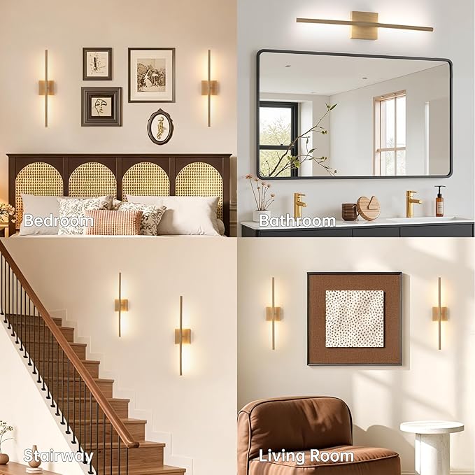 Shenmoyl Battery Operated Wall Sconce Set of 2, 8000mAh Rechargeable Wall Sconces, 3000K-6000K Dimmable, 350°Rotate, Indoor Wall Lights for Bedroom Living Room, Original Wood, 23.6 Inch
