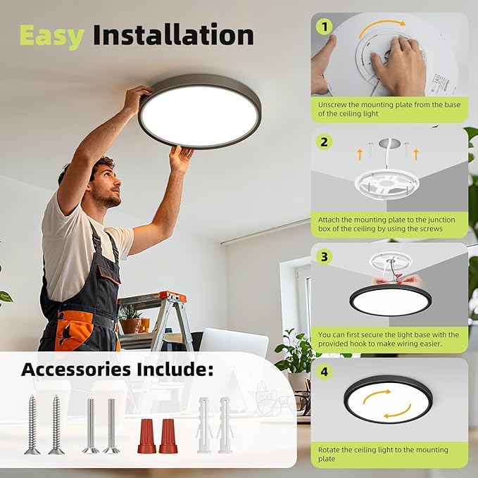 hepside 8Pack 12Inch LED Flush Mount Ceiling Light Fixture 5CCT 24W 2800LM Closet Light Fixture,Small Round Slim Surface Ceiling Lamp for Hallway,Bathroom,Bedroom,Kitchen,Interior