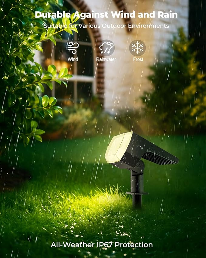 Solar Lights Outdoor Waterproof IP67, 6 Pack 64 LED Outdoor Solar Lights, 3 Lighting Modes Auto On/Off Solar Spot Lights Outdoor for Garden, Yard, Landscape - Warm White