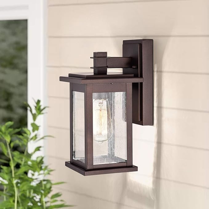 MICSIU 2-Pack Bronze Outdoor Wall Light, 12.25" Anti-Rust Sconce, No Assembly Required, 100W Max Exterior Fixture for Front Door, Garage, Patio, Yard, Deck