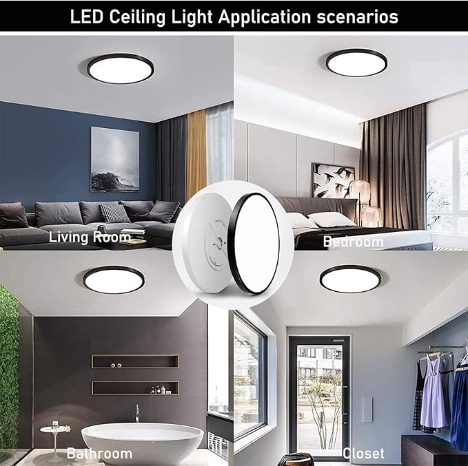 8Pack 12Inch 3200LM LED Ceiling Light,28W 3 Color Changeable (3000K/4000K/6000K),120V Slim Surface Mount Ceiling Lights Fixture for Kitchen Bedroom Living Room