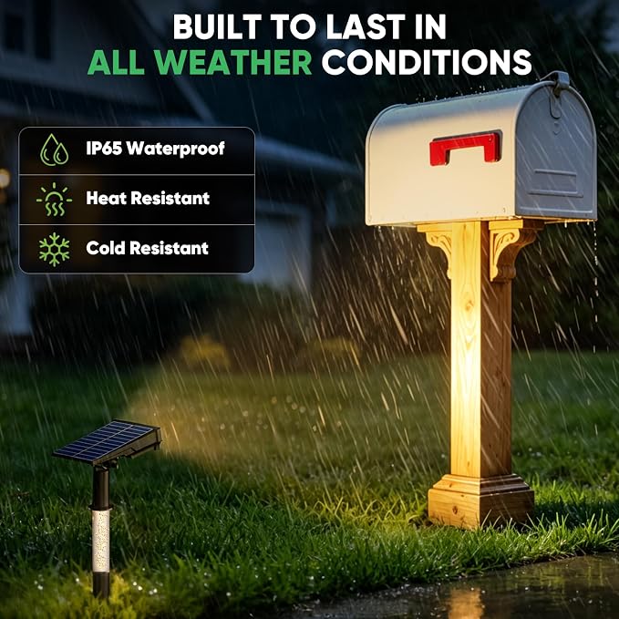 Solar Spot Lights Outdoor Waterproof IP65, 76 LED Solar Landscape Lights with Dual Lighting Design, Auto On/Off Solar Powered Outdoor Lights for Yard, Garden, Pathway, Warm White- 2 Pack