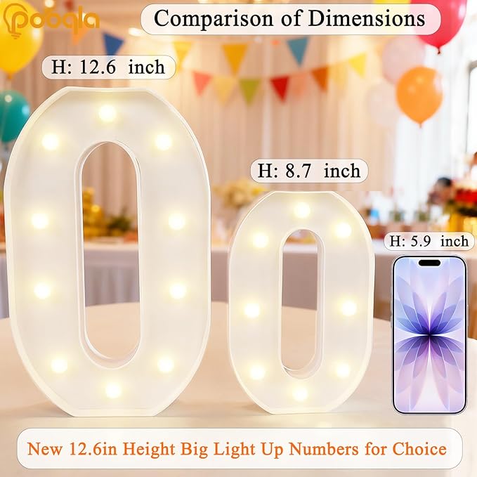 Pooqla 17th Birthday Decorations for Girls Boys, Large 12.6 in Tall Light Up Numbers for 17th Party Decorations Table Decor, Big Marquee Numbers 17th Birthday Gift for Girls Wedding Anniversary Decor
