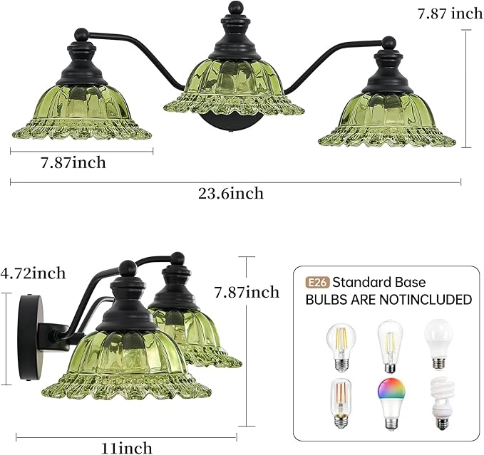 XIEDUN Green 3 Light Vanity Light Bathroom Light Modern Bathroom Light Fixtures