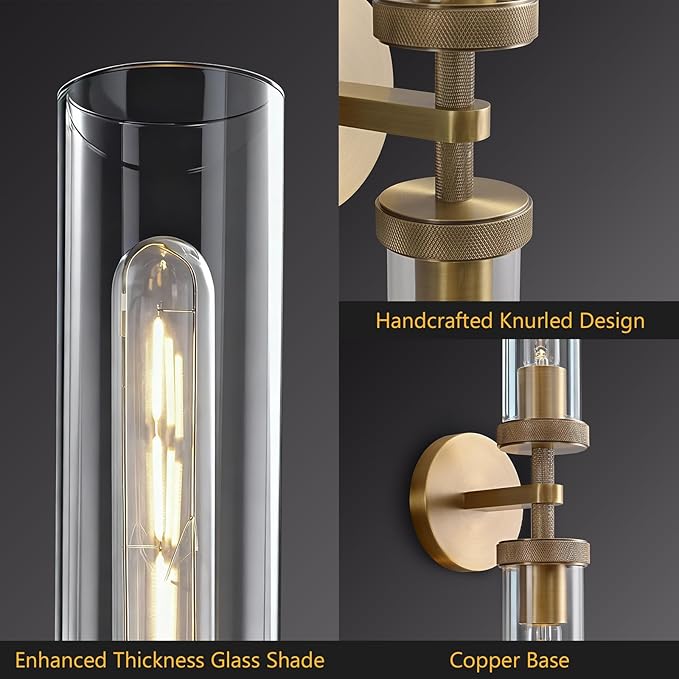30 inch Bathroom Sconce Hardwired, Modern Bathroom Wall Sconce 2 Lights Vantiy Sconce Bathroom Vanity Light,Brass Sconce for Mirror, Living Room, Bedroom, Hallway (E26 Bulb Included)