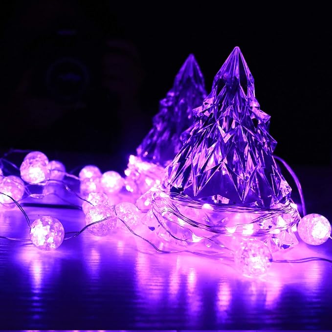 6 Pack Fairy Lights Battery Operated No Remote LED Starry String Lights 30 Micro Starry LEDs on 10ft Copper Wire Light for DIY Wedding Centerpiece Table Decorations (Purple)