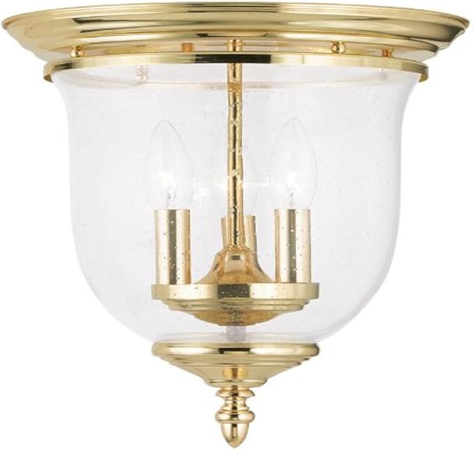 Livex Lighting 5024-02 Traditional Three Light Ceiling Mount from Legacy collection in Brass-Polished/Cast finish,