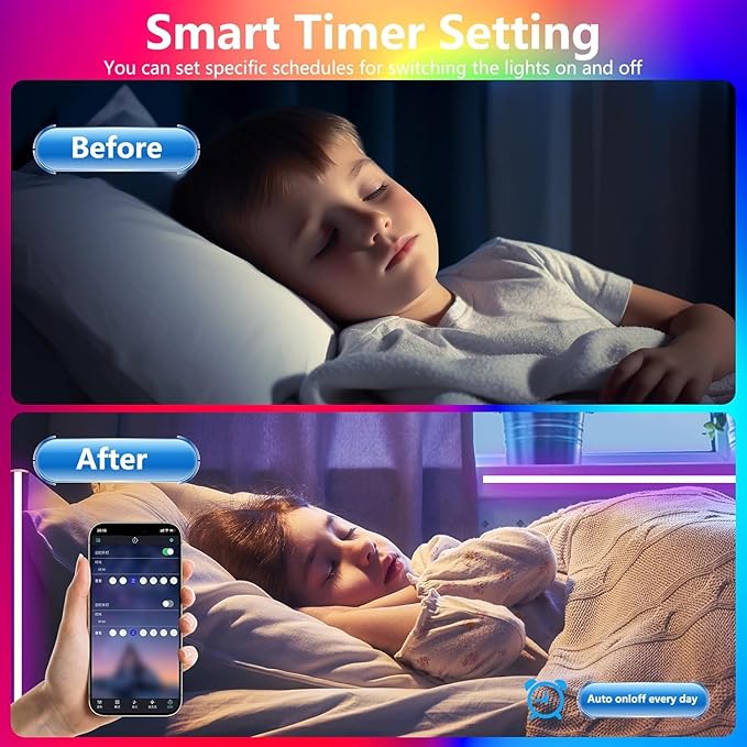 PSTAR TV LED Backlight,9.84ft Music Sync RGB Backlight with Remote & App Control, USB Powered for 32-45 Inch TVs, Computer, Bedroom, Gaming Setup, Home Cinema