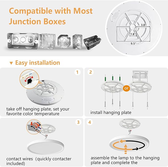 2PK 15.8 Inch Led Ceiling Light Flush Mount, 32W, 3480LM, 3000K/4000K/6000K CCT Selectable Super Slim LED Ceiling Light, Close to Ceiling Round Flat Panel Light for Hallway, Bedroom,Kitchen ect