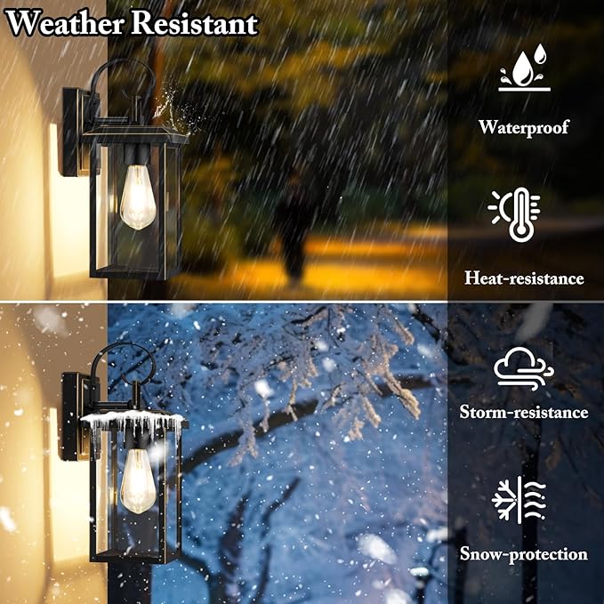 BesLowe 2-Pack Outdoor Wall Light Fixtures, 15" Exterior Lighting Fixtures Wall Mount, Waterproof Porch Lights Outdoor Wall Sconces Lanterns, Modern Outside Lights for House Front Door Garage, Bronze