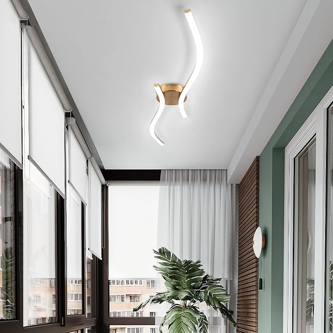 28W Gold Linear Ceiling Light Gold Modern LED Ceiling Light Fixture 6000K Aluminum 39.37Inch Long Ceiling Lamp for Hallway, Kitchen, Bedroom, Dining Room