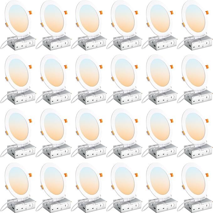 DLLT LED Recessed Ceiling Light: 24 Pack 6 Inch Black Recessed Lighting