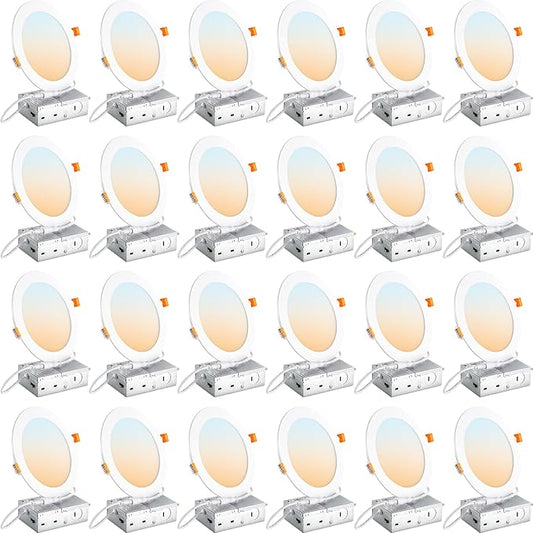 DLLT LED Recessed Ceiling Light: 24 Pack 6 Inch Black Recessed Lighting