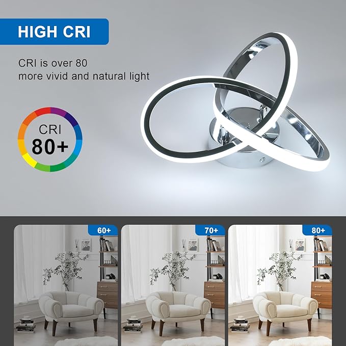 DELIPOP Modern Ceiling Light, 6500K Cool White Led Ceiling Light Fixture, Metal Curved Design Ceiling Lamp for Bedroom Hallway Bathroom Entryway Balcony Stair