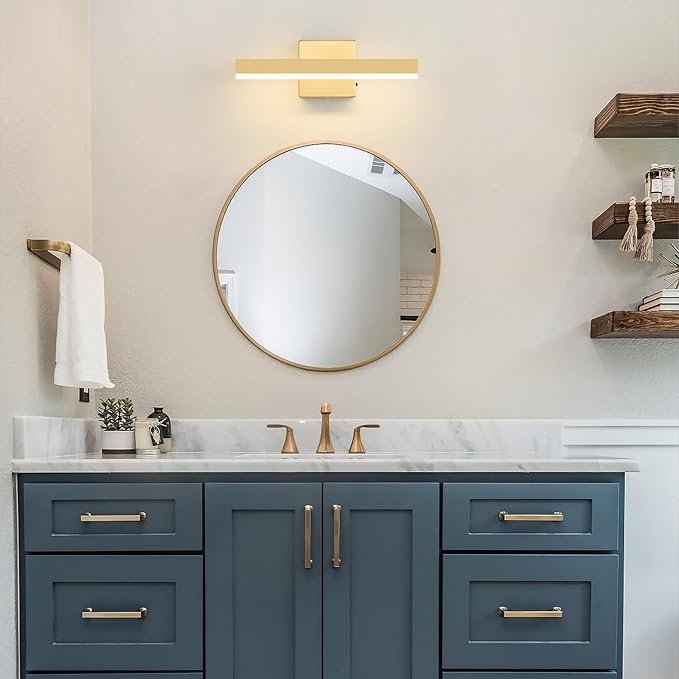 Gold Bathroom Vanity Light 15.75 inch, 14W Dimmable 5CCT LED Modern Bathroom Light Fixture Over Mirror - ETL Certificated