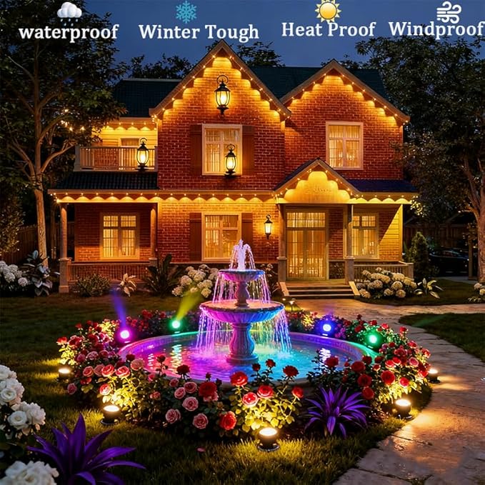 Permanent Outdoor Lights 54ft Smart Outdoor Christmas Lights 24V with RGBCW 36 LED IP67 Waterproof Eaves Lighting with 213 Modes for Holiday,Party, Daily, APP/Remote Control