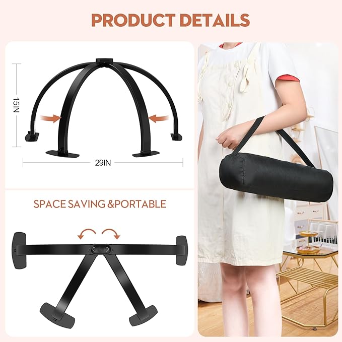 SLYFTE Premium Large Half Moon LED Light for Nail Tech, Foldable Arch Light for Nail Desk Lamp with Phone Stand Perfect for Manicure Handicraft Lighting (White, Large)