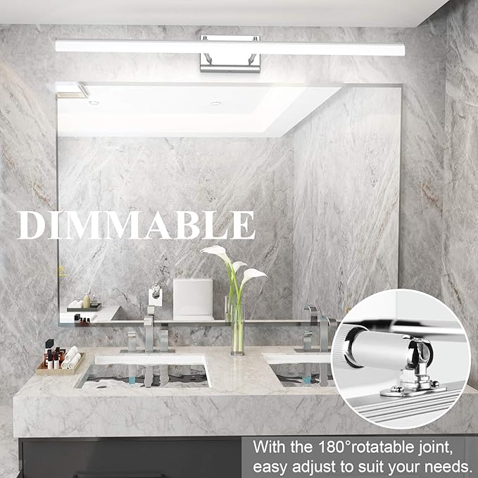 Aipsun 40in Dimmable Modern LED Vanity Lights for Bathroom Light Fixtures Over Mirror Chrome Modern Vanity Lighting(White Light)