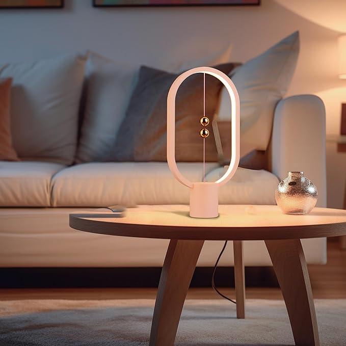 Heng Balance Light, USB Powered LED Table lamp, Creative, Magnetic Switch Night Light, dimmable Eye Protection Table lamp, Used for Gifts, Decoration Bedside, Dormitory and Office（Pink）