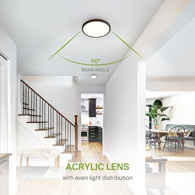ASD LED 9" Round Flush Mount Light | 18W 1460LM 3000-5000K 120V | 3CCT, Dimmable, Ultra Slim, ETL Listed | Thin Surface Lamp, Bedroom Ceiling Lighting | Bronze, 6 Pack