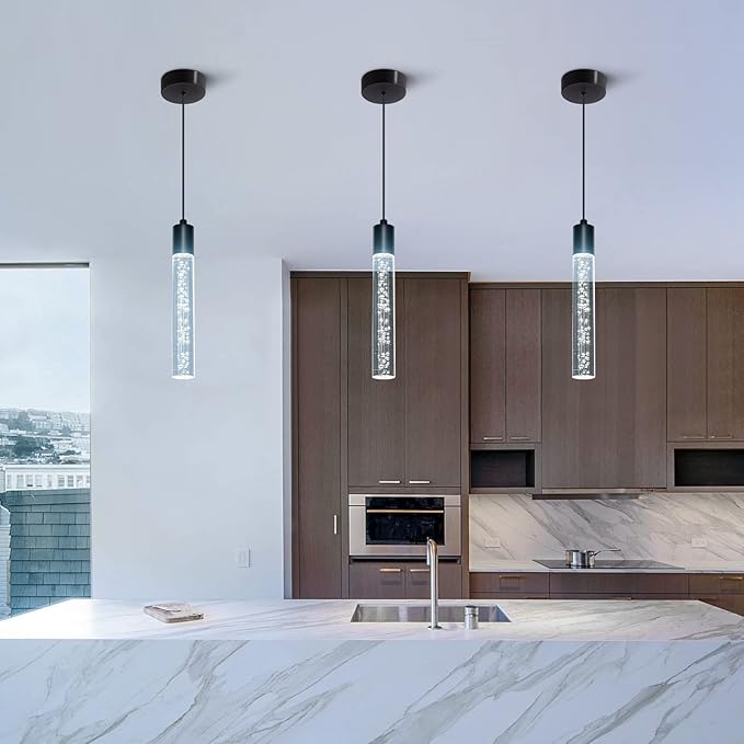 3 Pack Mini Pendent Spot Lights, Black Pendant Lights Modern LED Kitchen Island Light, Unique Bubble Pendant Light Pendant Lighting for Kitchen Island Dining Room, Bedroom, Bar