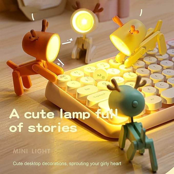 Cute Night Light for Kids, Mini Led Table Desk Lamp, Decorative Lamp Indoor Nightstand, Animal Pet Nightlights, Christmas Decorate Birthday Gifts for Children, Students (1 x Yellow Deer)