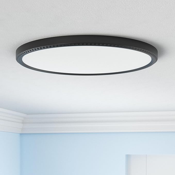 12Pack 28W 3200lm LED Flush Mount Ceiling Light, Super Slim 12 inch LED Ceiling Light, 5000K Daylight LED Ceiling Light for Bedroom, Living Room, Dining Room，Ofiice, Garage… (5000K-12 Pack(Black))