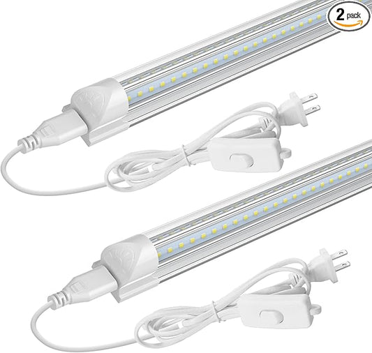 SHOPLED LED Shop Lights 3FT, 30W 4000LM 5000K Daylight White, V Shape Linkable T8 Ceiling Light Fixtures, 3 Foot LED Tube Light for Workshop, Workbench, ETL Listed, 2 Pack