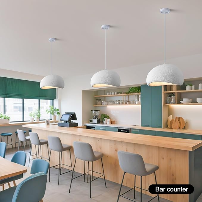 Wabi Sabi Pendant Light 15.7 inch - Modern Japanese Ceiling Fixture for Dining Room, Kitchen Island, Hallway, Bedroom, Restaurant - White Hanging Lamp with E26 Base (40cm/15.7in)
