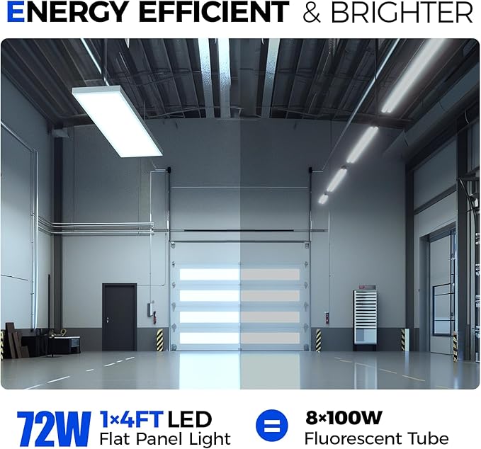 Barrina 1x4 LED Flat Panel Light, 8640LM 72W, 0-10V Dimmable, Brightness & 5CCT 3000K-6000K Selectable 4FT LED Shop Light, Ceiling Drop Mount Lights for Kitchen, Garage, Office, Laundry, 2 Packs
