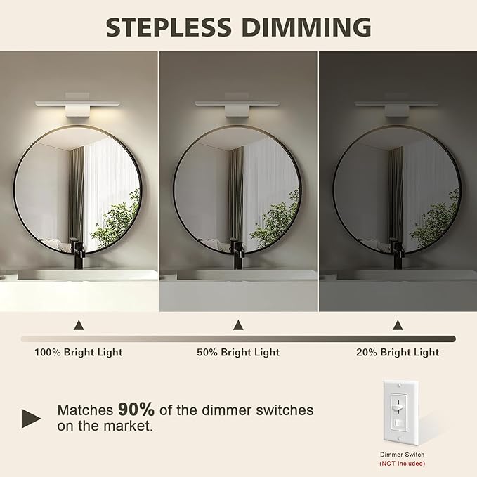 JUSHENG Brushed Nickel Modern LED Vanity Lights for Bathroom Light Fixtures, 16 Inch 16W 5CCT Dimmable Vanity Light Bar Bathroom Lighting, ETL Certificated