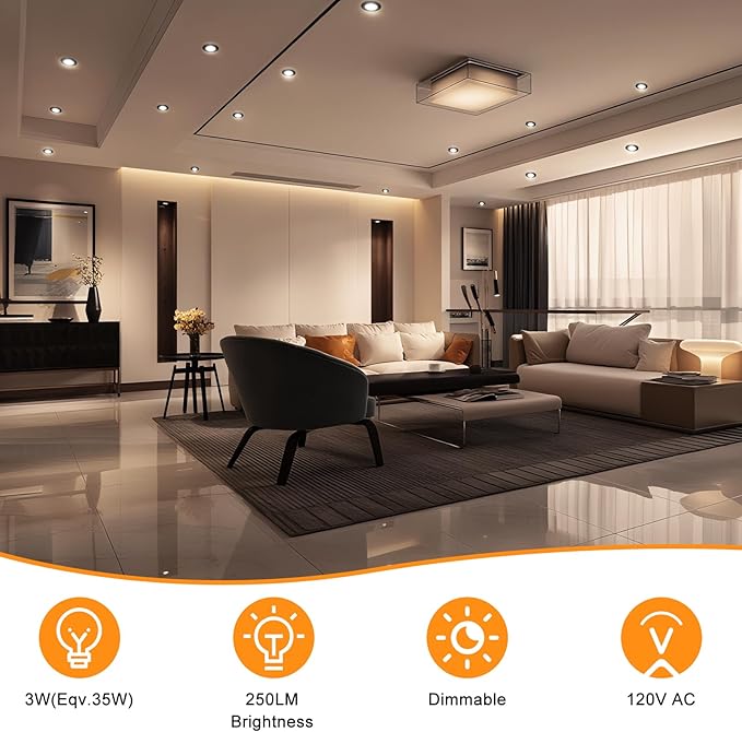 YGS-Tech 2 Inch LED Recessed Lighting, Dimmable Downlight 3W(35W Halogen Equivalent), CRI80, 3000K Warm White Ceiling Light with LED Driver(10 Pack)