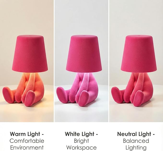 Bedside Touch Control Table Lamp, Golden Decor Thinker Statue LED Table Lamp with USB Port, 3 Way Dimmable Modern Night Light Nightstand Lamp for Home Living Room Office Shelf Decor (Pink-E)