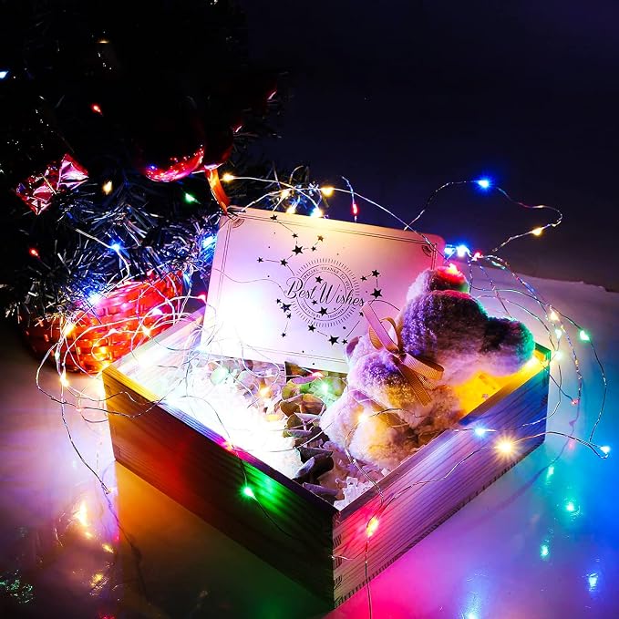 Yiaht 12 Pack Fairy Lights Battery Operated String Lights 7 Feet 20 Led Waterproof Christmas Lights Silver Wire Firefly Starry Moon for Bedroom DIY Party Wedding Patio Christmas Multicolor
