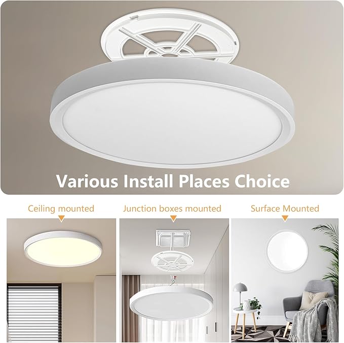 2PK 15.8 Inch Led Ceiling Light Flush Mount, 32W, 3480LM, 3000K/4000K/6000K CCT Selectable Super Slim LED Ceiling Light, Close to Ceiling Round Flat Panel Light for Hallway, Bedroom,Kitchen ect