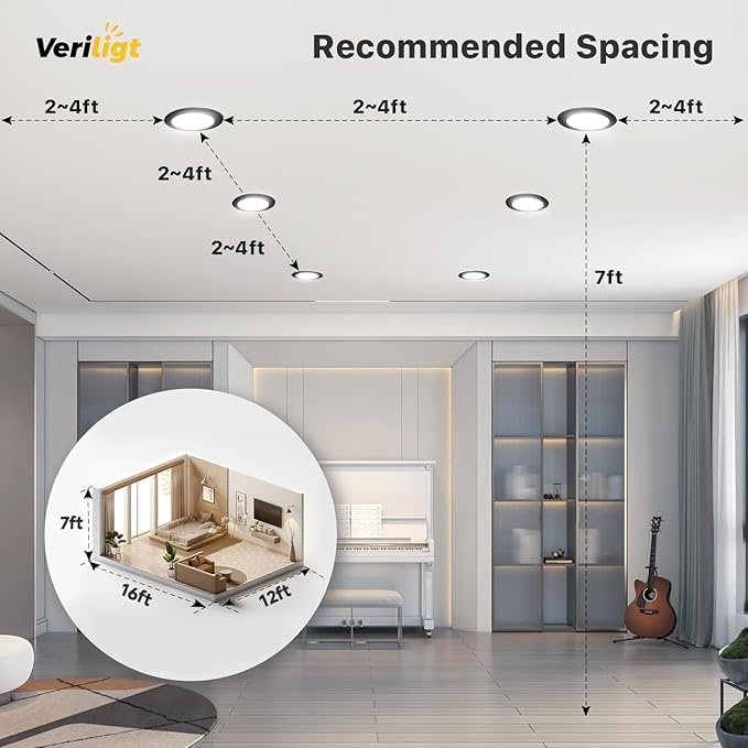 6 Pack 4 Inch 5CCT LED Recessed Light, Silm Canless Recessed Lighting, Dimmable, Damp Rated, 2700K-5000K Selectable, Wafer Ceiling Downlight with Junction Box, 750LM, 9W 120V, Black, ETL&FCC
