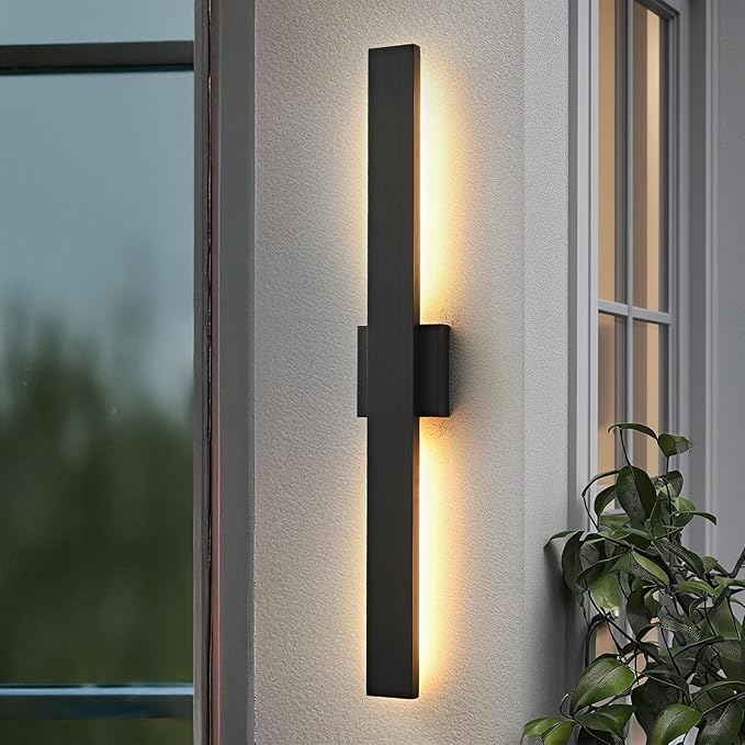 Black Long Outdoor Wall Lights Modern Exterior Lighting Fixtures 31.5 Inch Outdoor Wall Sconce LED 3000K IP65 Waterproof Wall Mount Outside Lights for House Garage Front Door Patio 1Pack