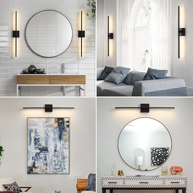 Black Bathroom Vanity Light 30 Inch 360° Rotatable 18W Dimmable 5CCT LED Black Bathroom Light Fixture Over Mirror Modern Vanity Lights for Bathroom Mirror Bedroom Wall Sconce Lighting