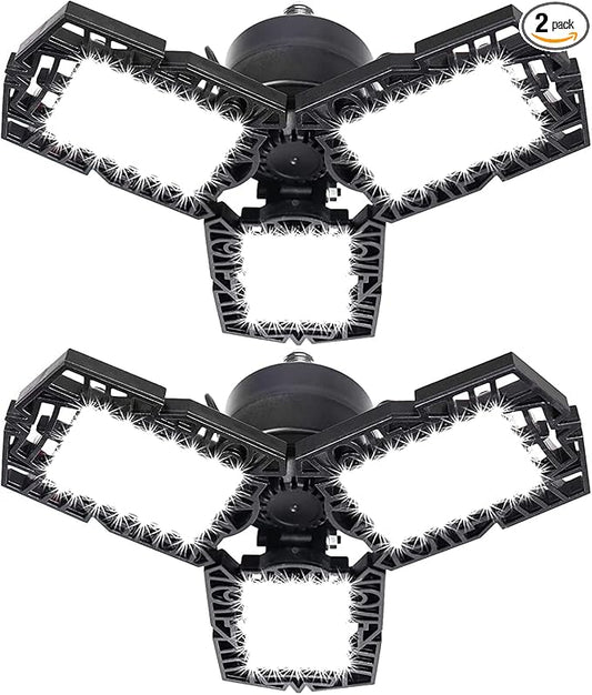 LED Garage Lights 50W - 5000 Lumen 6500K Daylight, Three Leaf Led Garage Ceiling Lighting -2 Pack